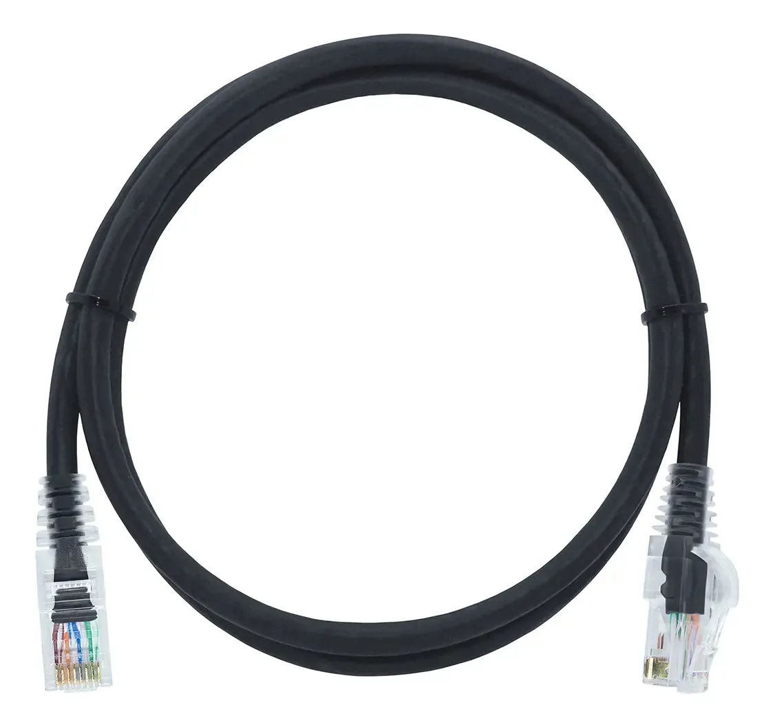 Cabo de Rede Cat6 1m RJ45 Preto 10Gbps UTP Ethernet Cabos Patch Cord Injetado