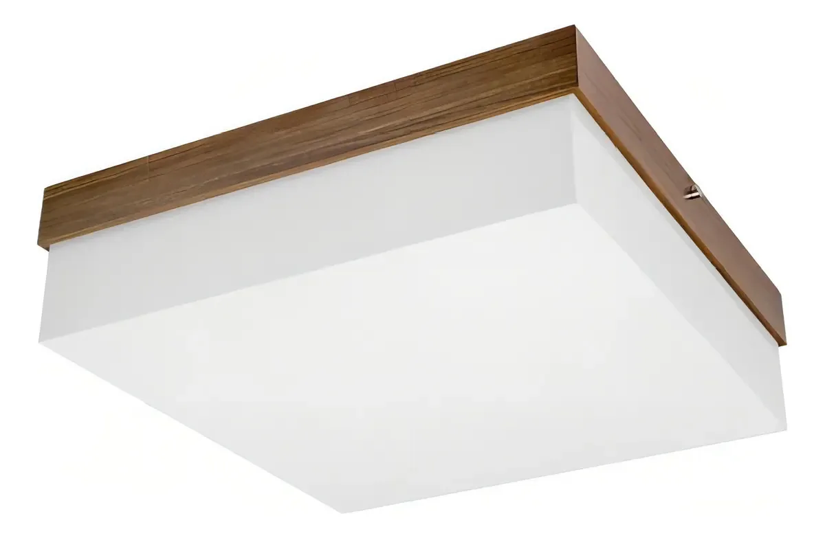 Kit 3 Luminárias Plafon Sobrepor Quadrado Acrílico 40x40 Mdf