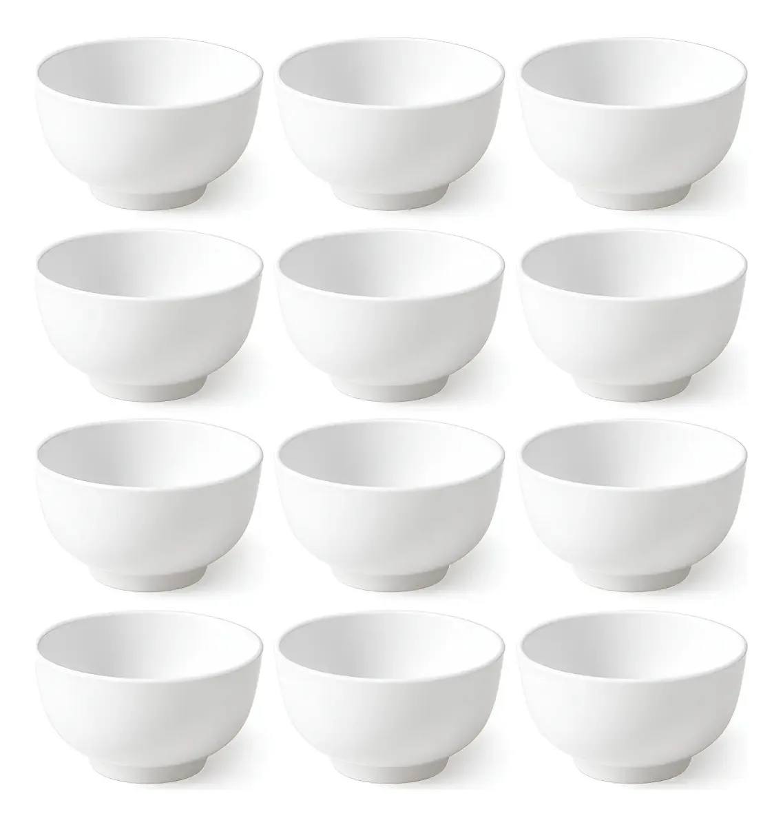 12 Tigelas Cumbucas Branca 320ml Melamine Feijão Sopa Açaí