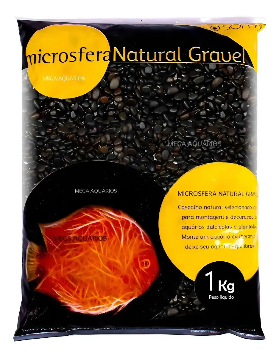 Substrato Microsfera Natural Gravel Pebble Black 3 5mm Soma 1kg