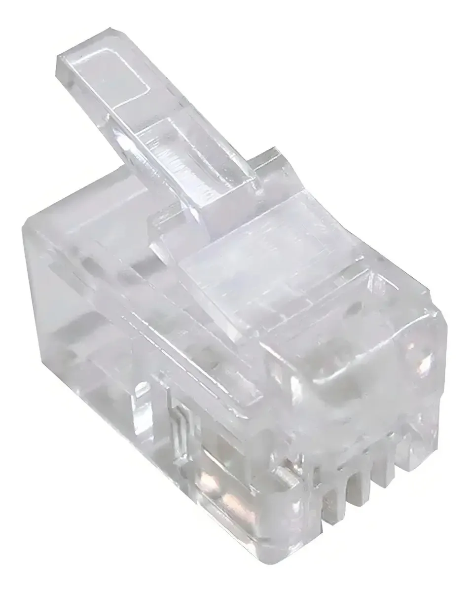 Kit de 20 Conectores RJ11 Macho Metaltex Transparentes