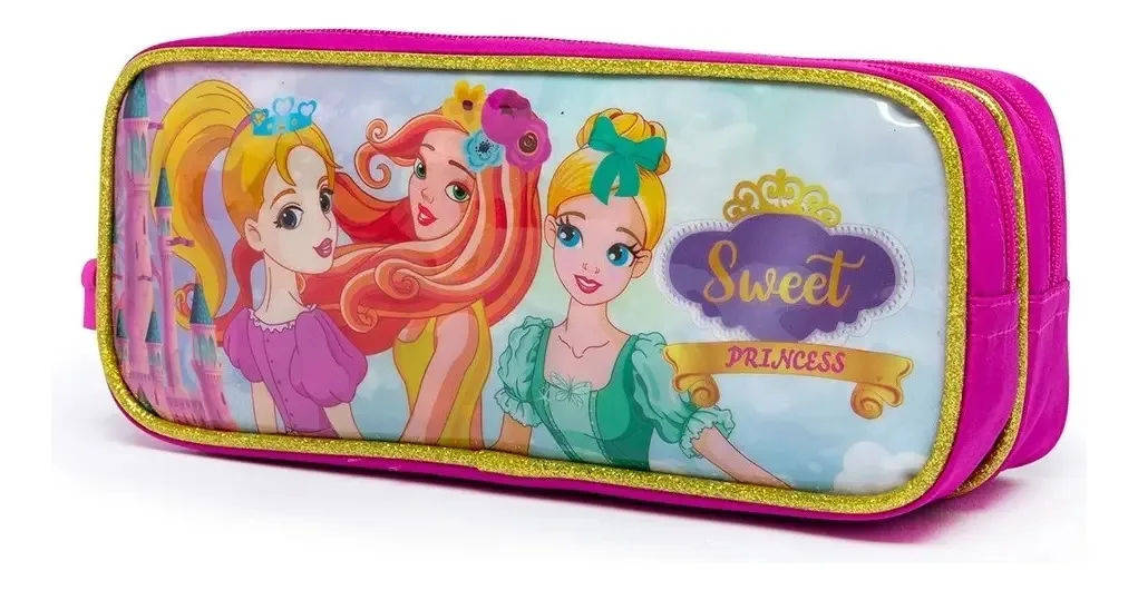 Estojo Escolar Infantil Spector Princesa Meninas Escolar Cor Rosa