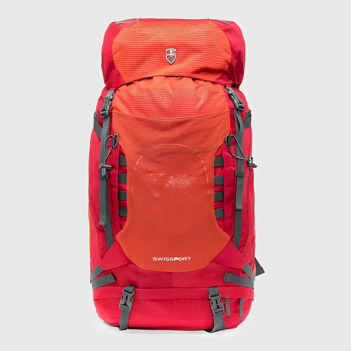 Mochila Caminhadas Montanhismo Impermeável Resistente Cor Laranja C/Vermelho Desenho do tecido Liso