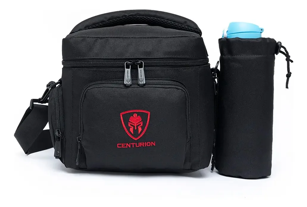 Bolsa Térmica para Lanche 3L Preto e Vermelho com Porta Garrafa