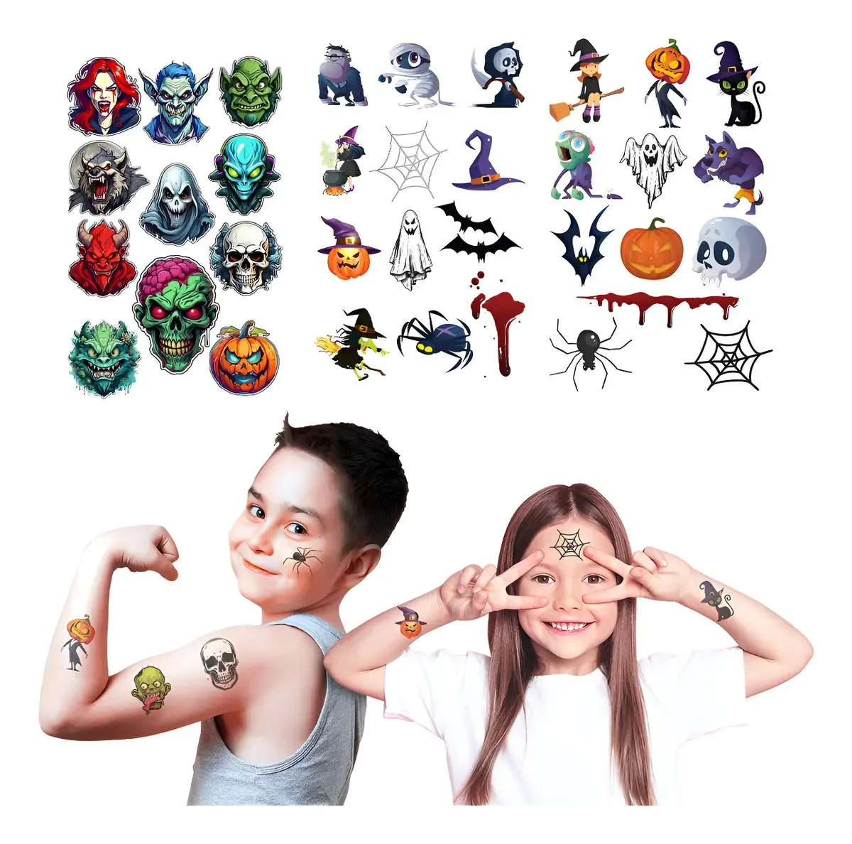 Kit com 6 Tatuagens Temporárias Infantis Para Halloween - Color Make