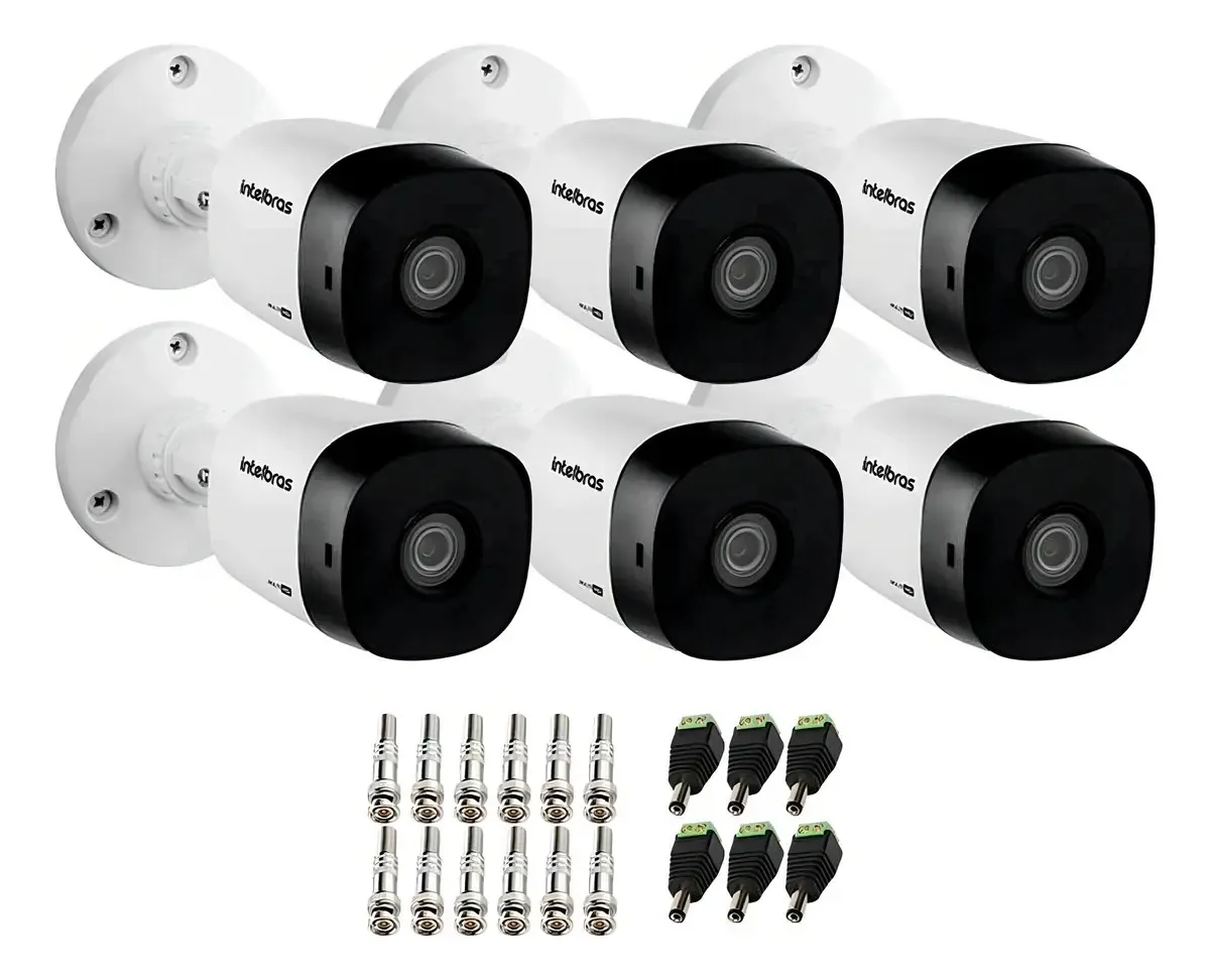 6 Câmeras Intelbras Vhd 1230 B Full Hd Infra 30m + Conector