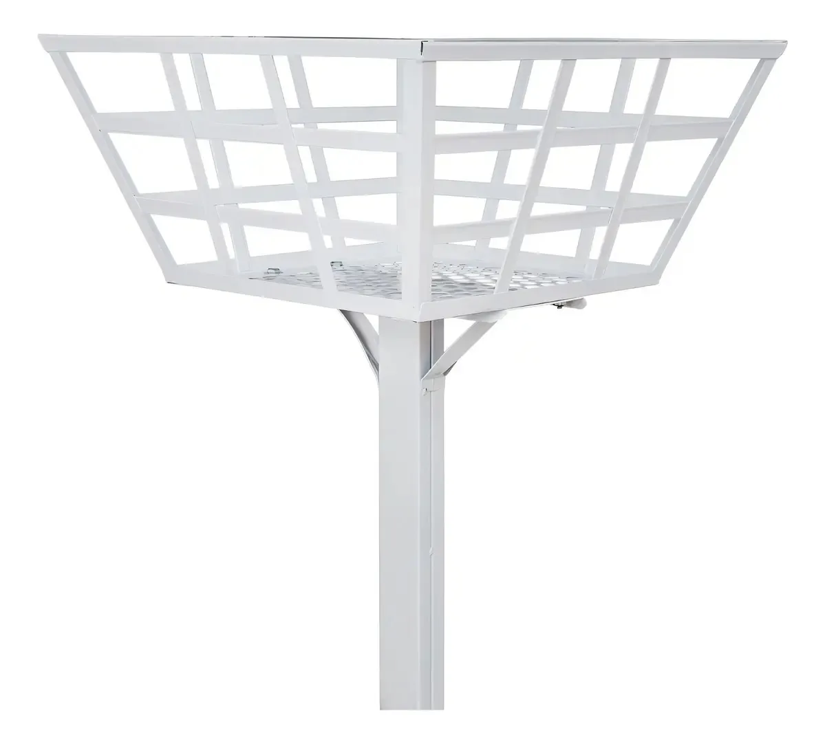 Lixeira Externa Calçada Rua Aço Pintura Eletrostática Grande Cor Branco