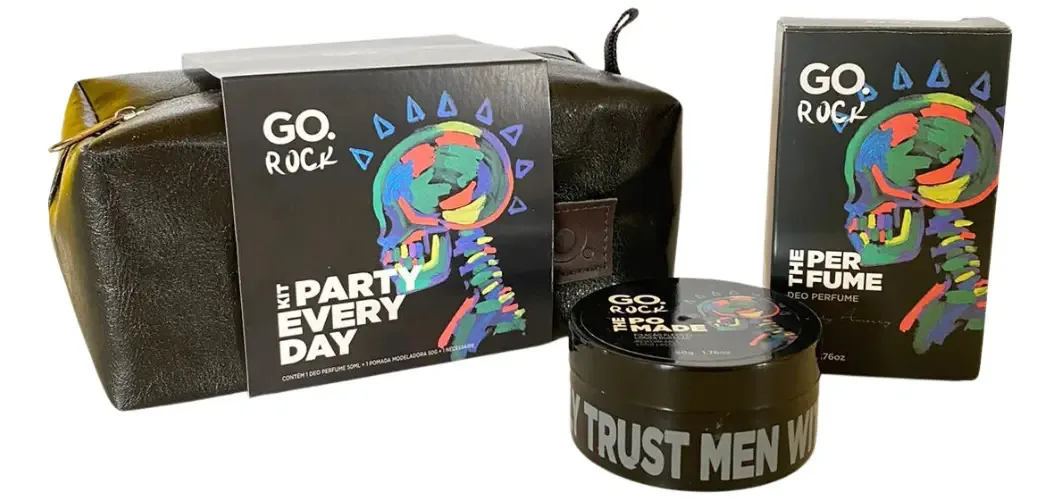 Kit Presente Necessaire Perfume E Pomada Modeladora Go Rock