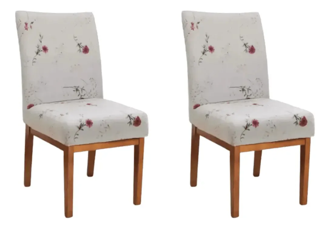 Capa De Cadeira Malha Estampada Floral