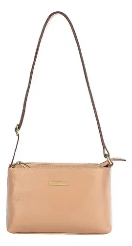 Bolsa Pequena Transversal De Couro Liso Iris - Bege