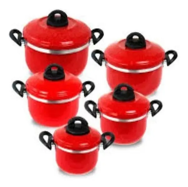 Jogo De Panelas Vermelho 5 Peças Caçarolas