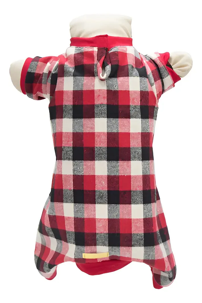 Pijama Flanelado Xadrez Pp Para Cachorro E Gato Cor Vermelho
