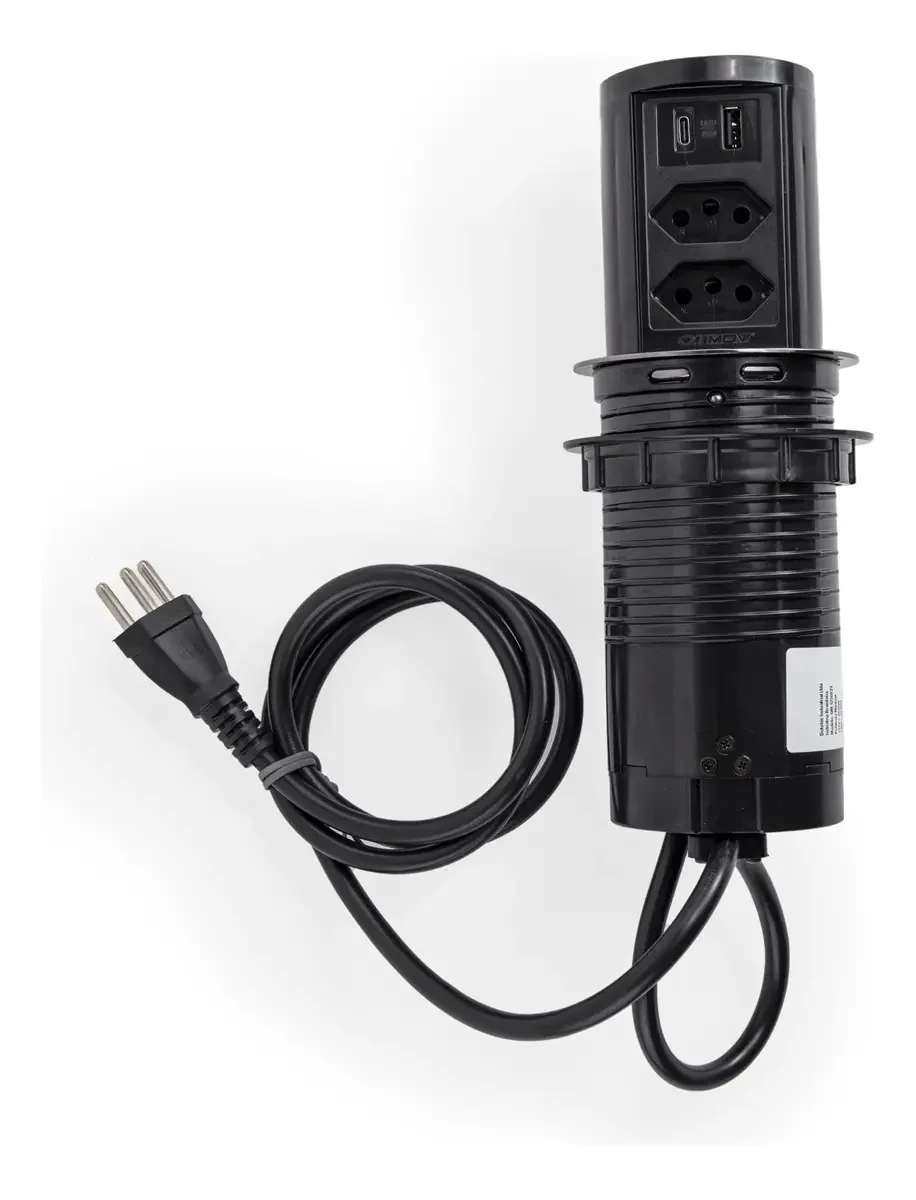 Torre Multiplug 2 Tomadas 20a + 2usb (a+c) + Indução Grafite Cor Preto e Grafite