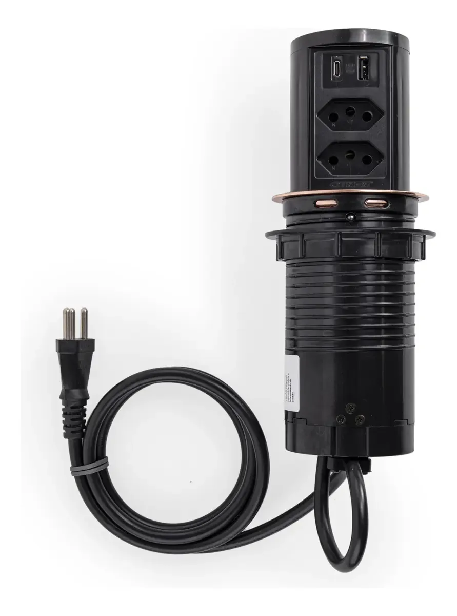 Torre Multiplug 2 Tomadas 20a + 2usb A+c + Indução Cobreado Cor Preto e Cobreado