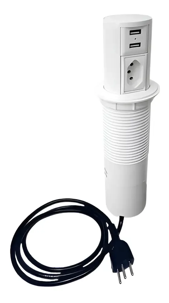 Torre Tomada Totem Automatico 1 Tomada 20a 2usb - Branco
