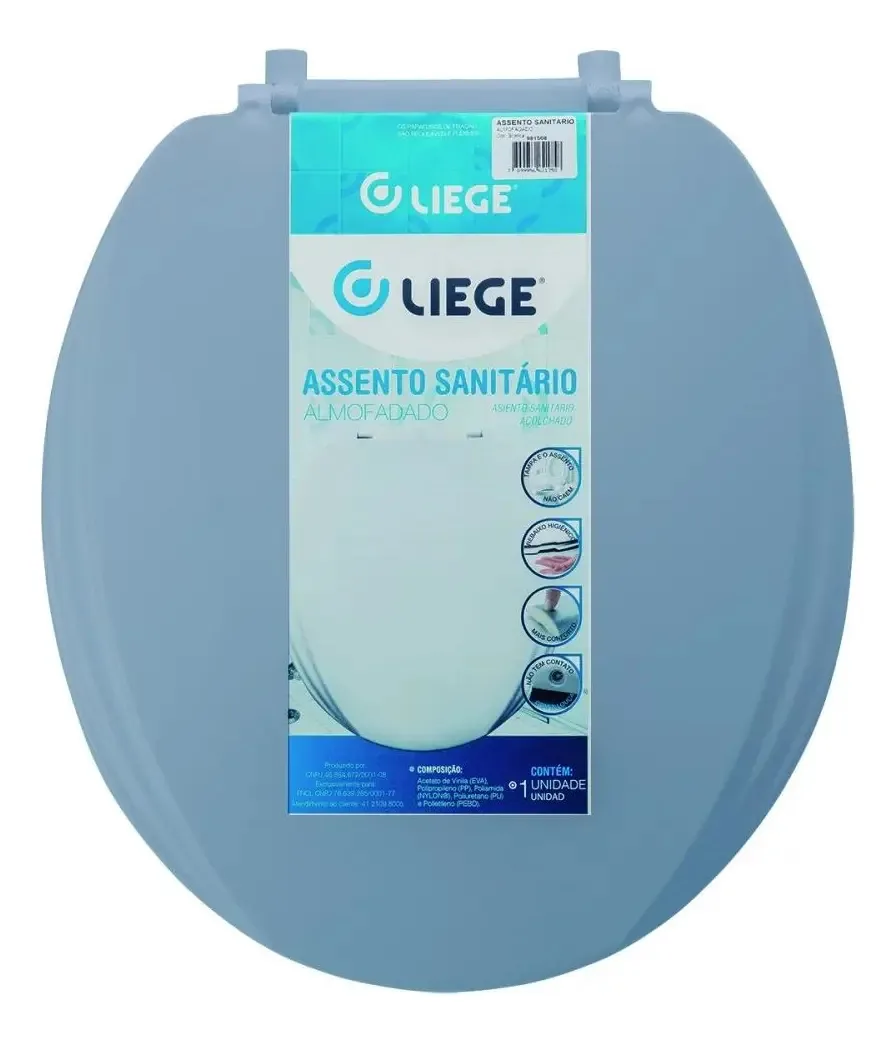 Assento Sanitário Almofadado Cinza Liege