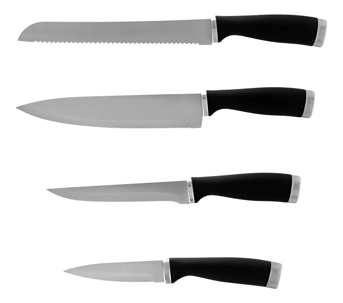 Kit De Facas De Cozinha Kala Com 4 Peças Em Aço Inoxidável Para Carnes e Pães