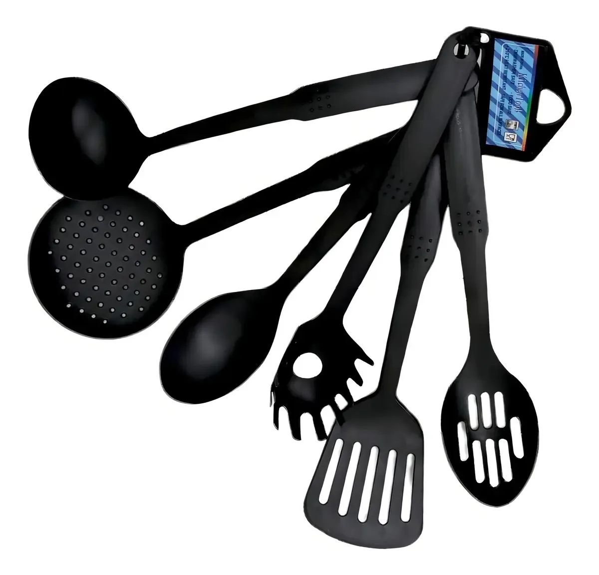 Jogo De Utensílios Para Cozinha Preto Com 06 Peças