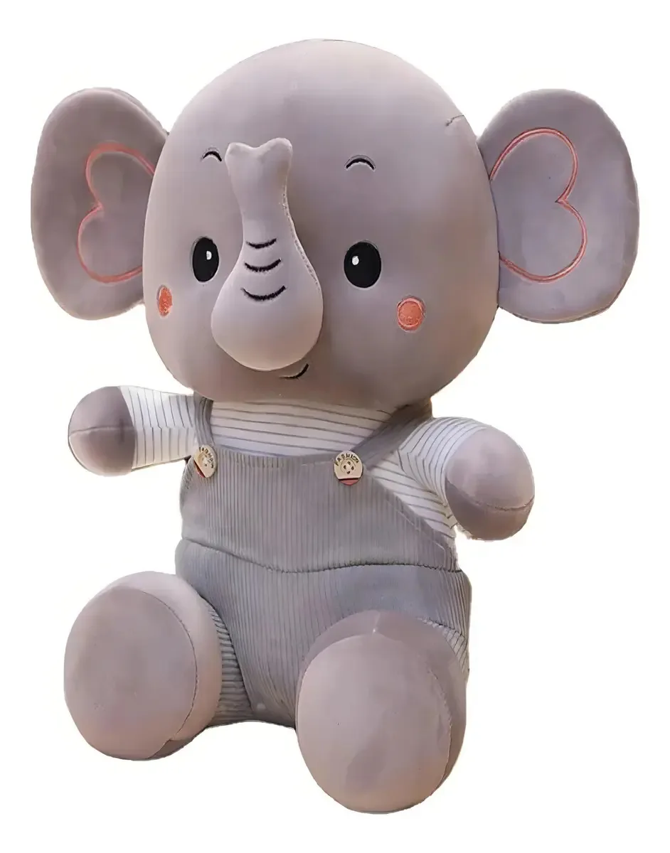 Pelúcia Decoração Elefante Elefantinho Macacão Quarto Bebê Cor Cinza