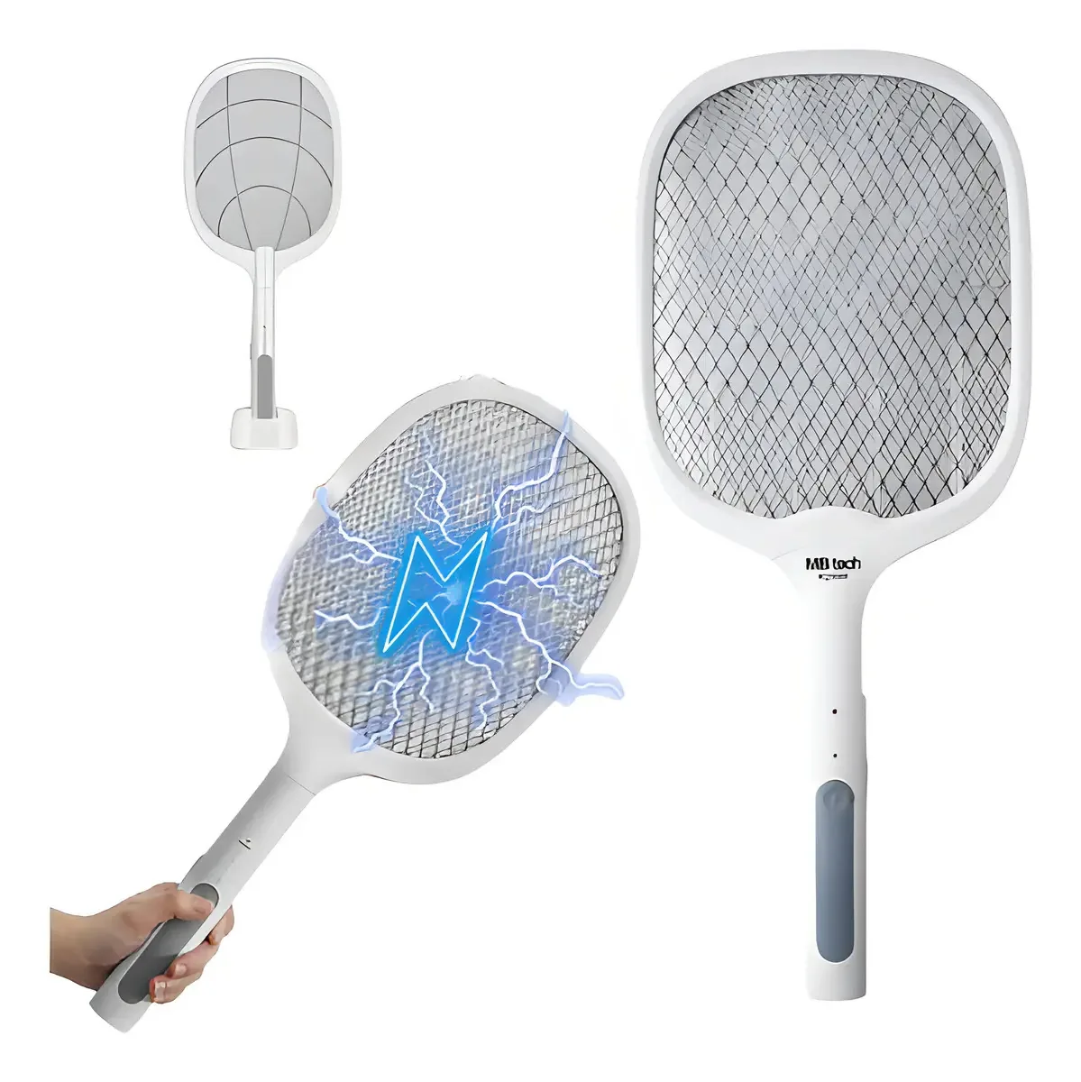 Raquete Elétrica Exterminadora de Insetos MB Tech com Luz de Led
