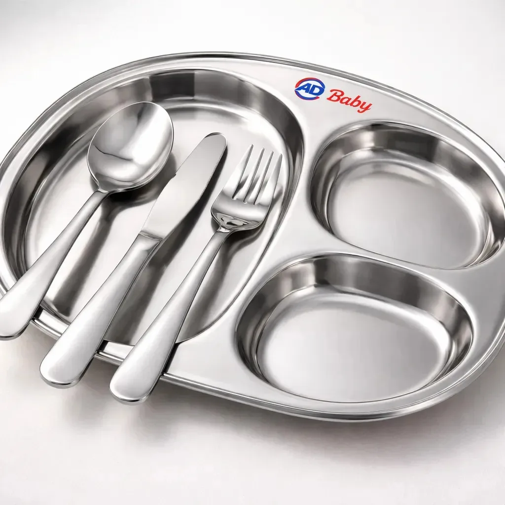 Kit Refeição Infantil Aço Inox 4 Peças Linha Ad Baby