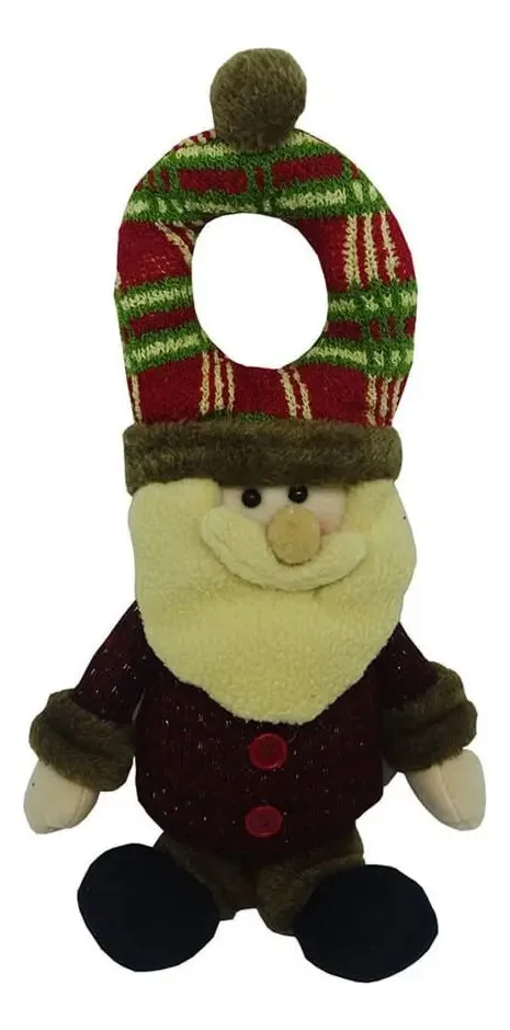 Enfeite De Porta Papai Noel Xadrez 38cm - Niazitex Niazitex