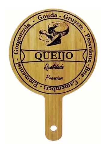Tabua De Frios Queijos Redonda Bambu Decorada 30cm
