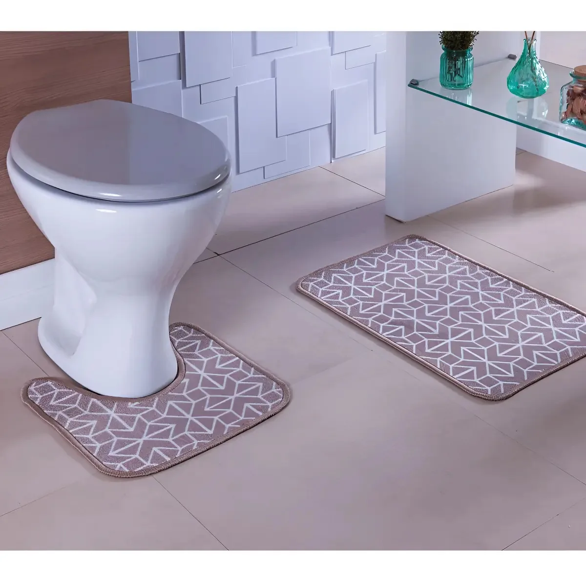Jg Banheiro Boucle 2pcs Des 006 Bege U