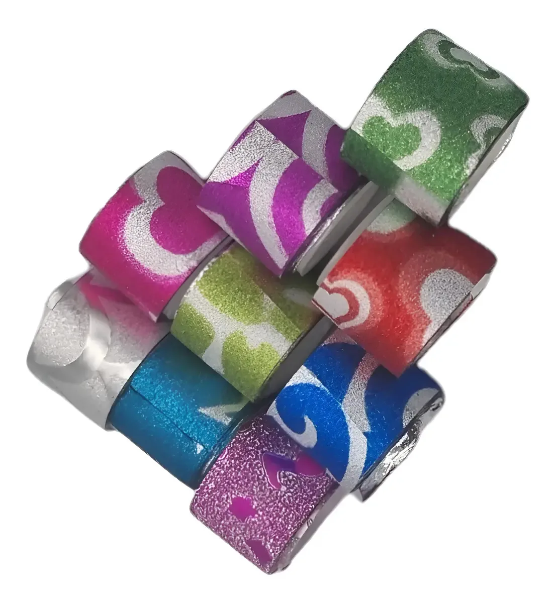 12 Fitas Adesiva Decorada Com Glitter C/ 3 Suporte Scrapbook