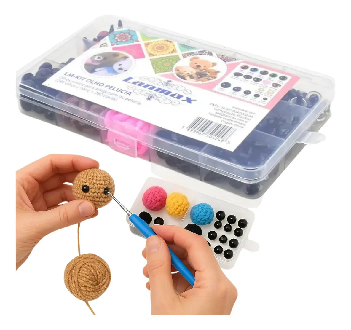 Kit de Olhos e Focinhos para Amigurumi e Pelúcia com Travas - Lanmax