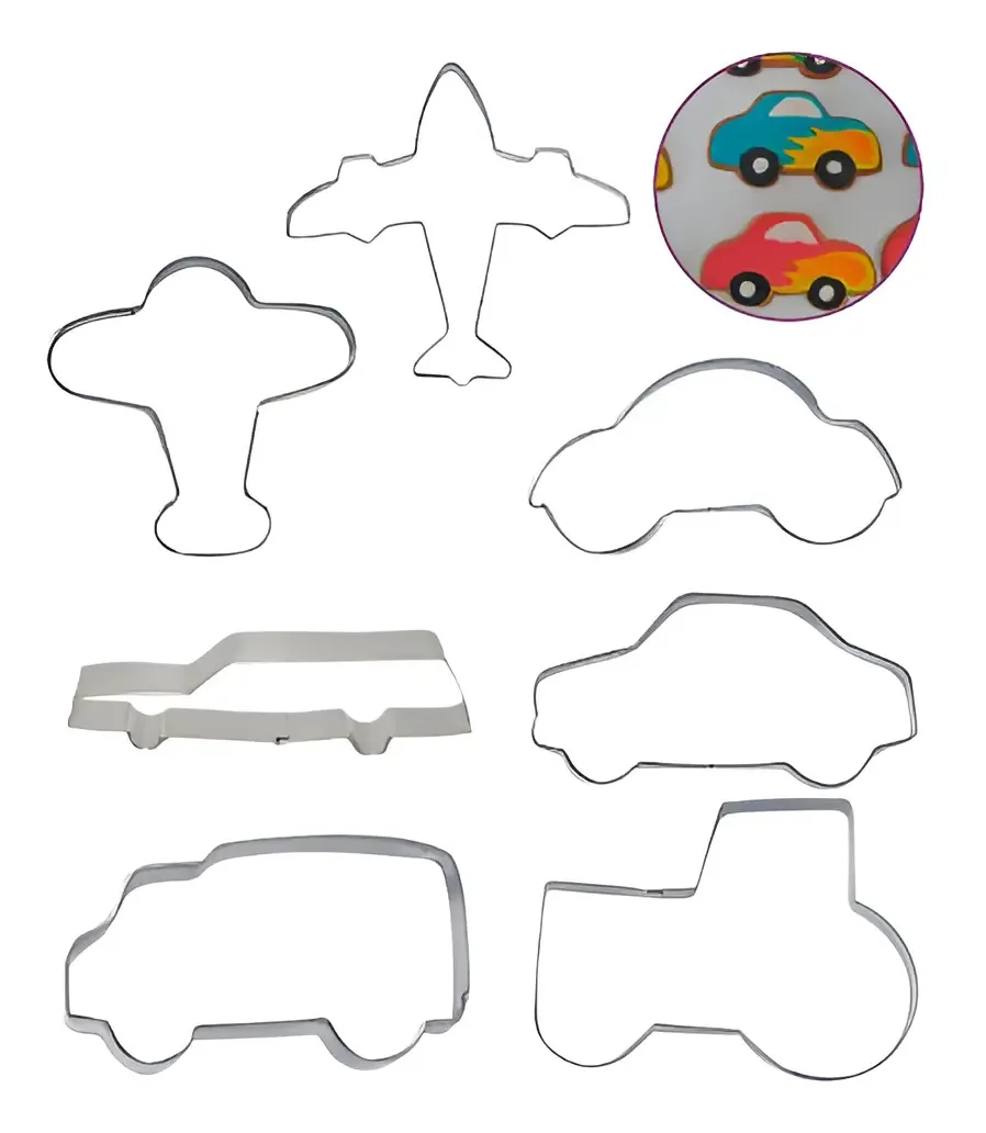 7 Cortadores Inox Carro Caminhão Avião Confeitaria Decoração