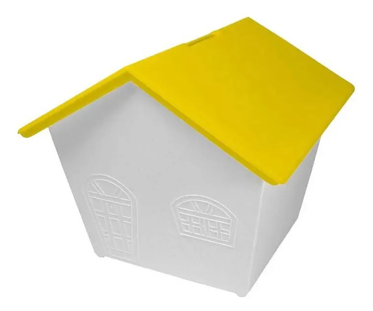 Kit 10 Cofrinhos Casinha Plástico Amarelo