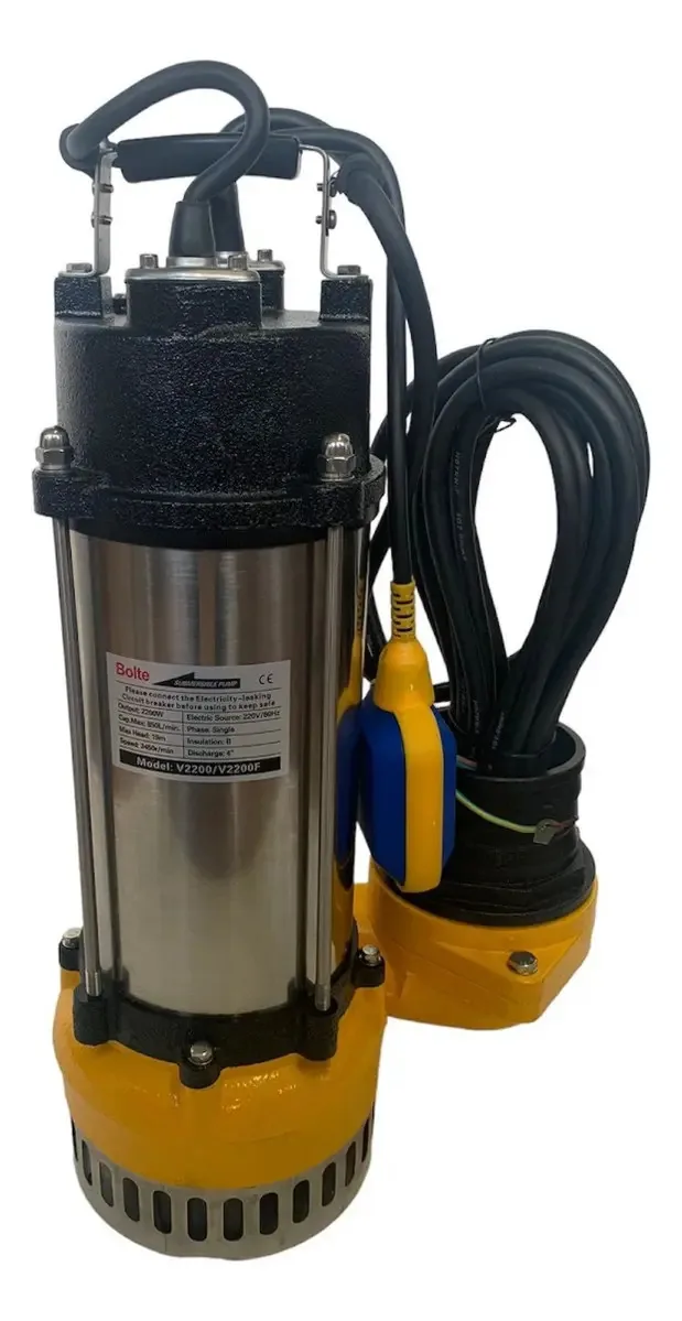 Bombas Tritura Agua Suja 4 Polegadas Submersíveis Bolt Pv 2200 Cor Amarelo