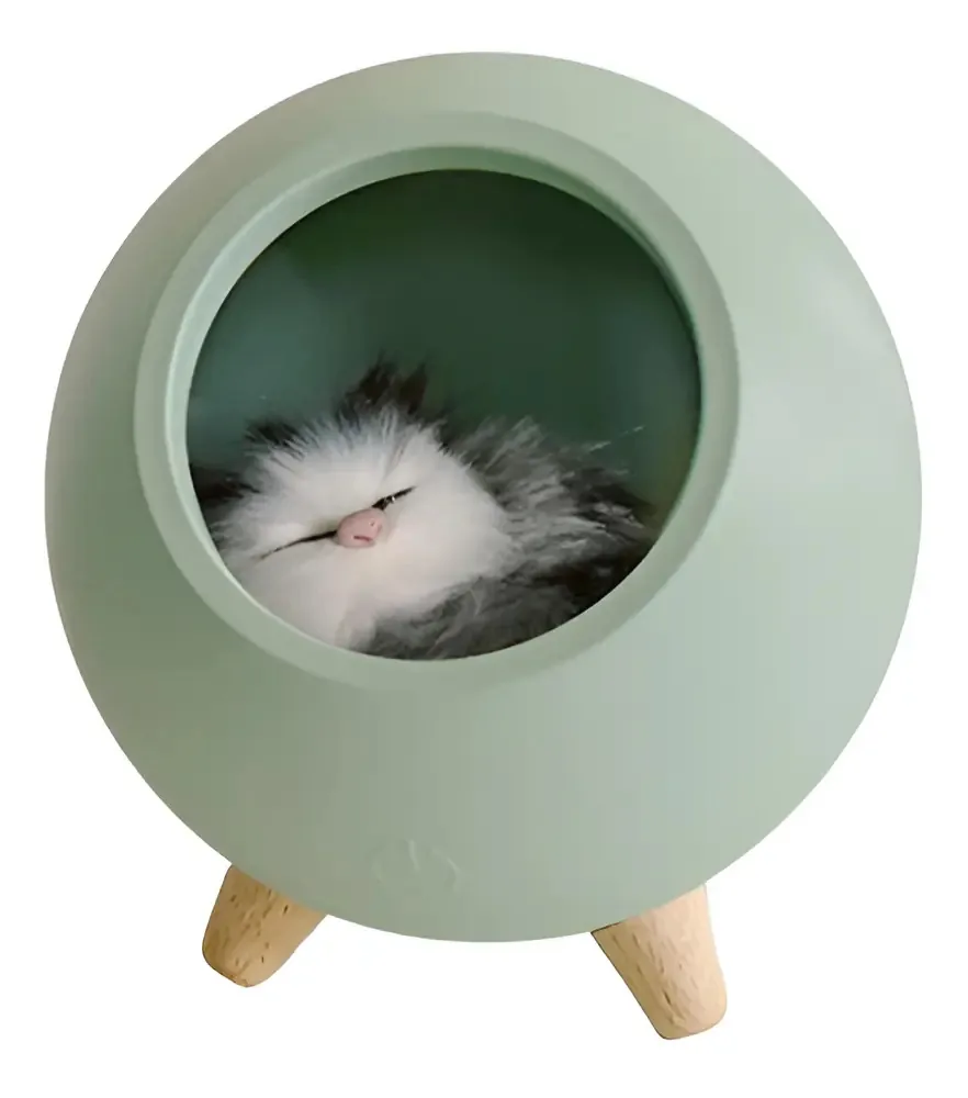 Luminária De Mesa Verde - Abajur Gatinho