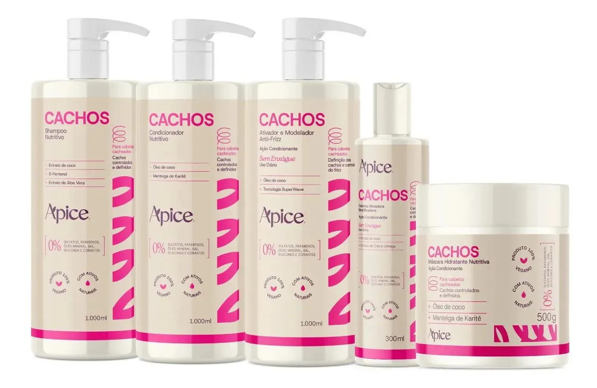 Kit Apice Cachos Shampoo, Condicionador, Gelatina E Outros