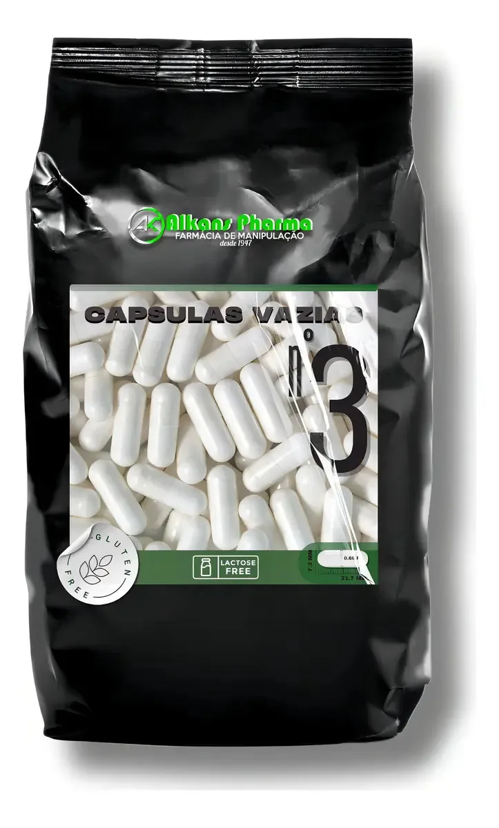 100 Cápsulas Vazias De Gelatina Nº 3 Cor Branca