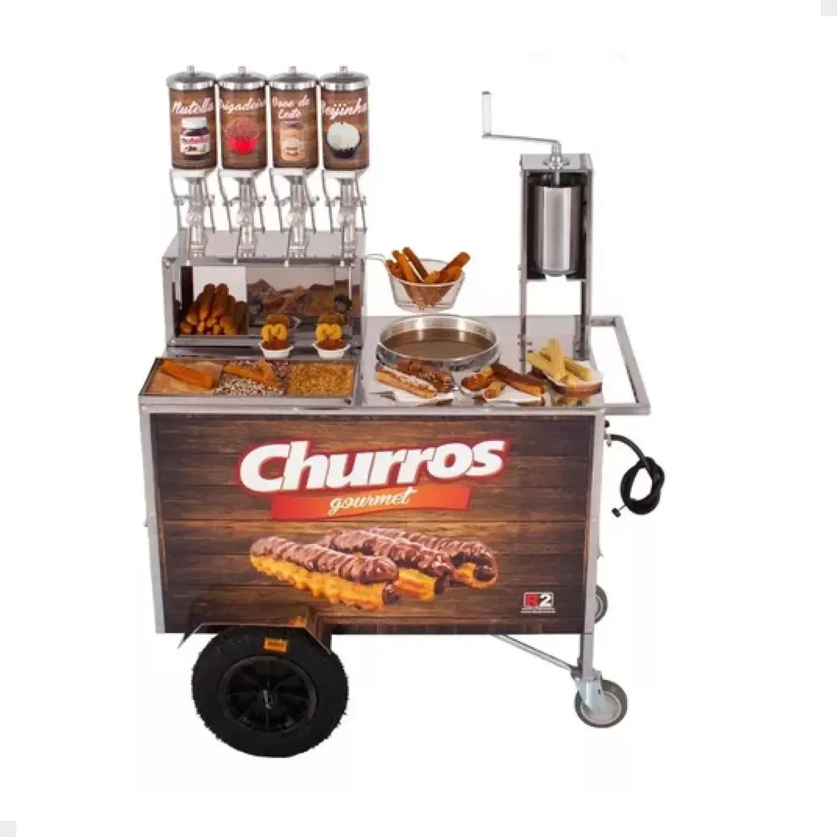 Carrinho Churros Gourmet Top Masseira Fuso Inox 4 Doceira R2