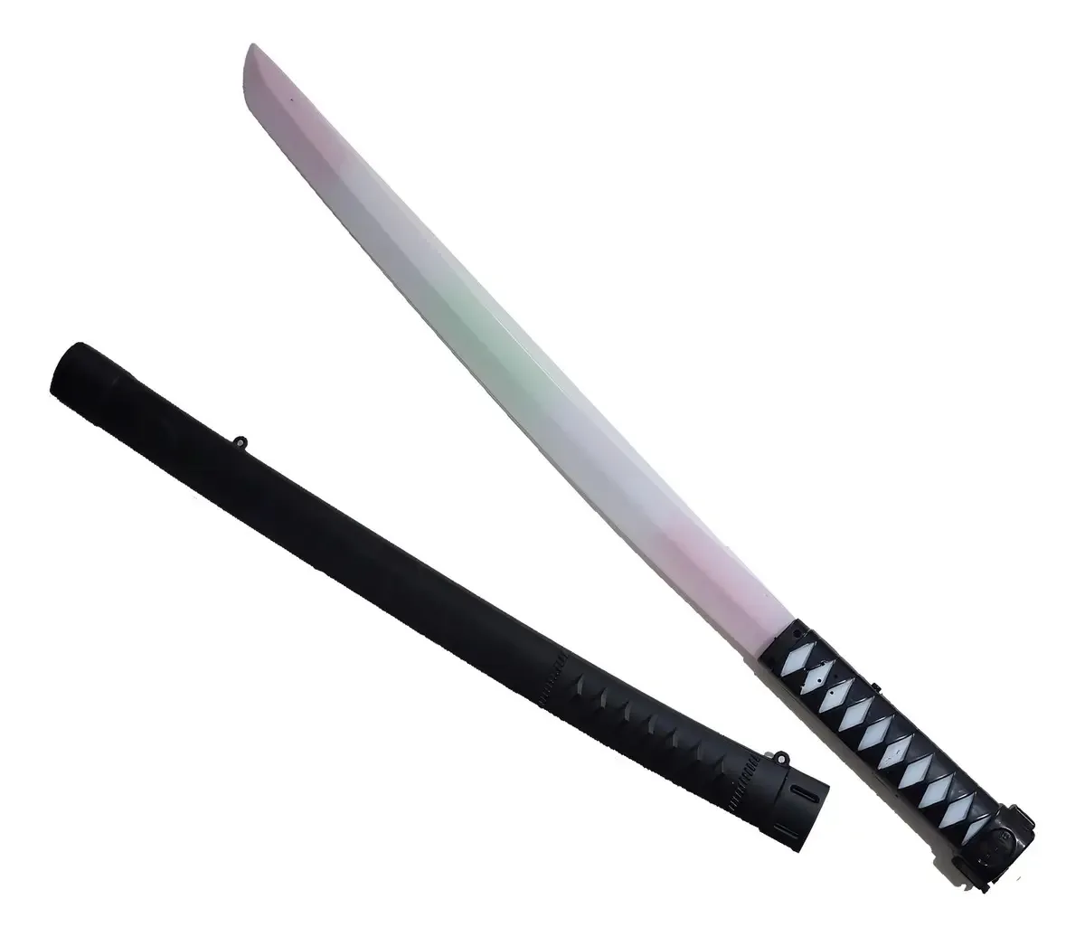 Espada Ninja Samurai Som E Luz Sensor De Movimento + Pilhas Cor Branco Com Preto