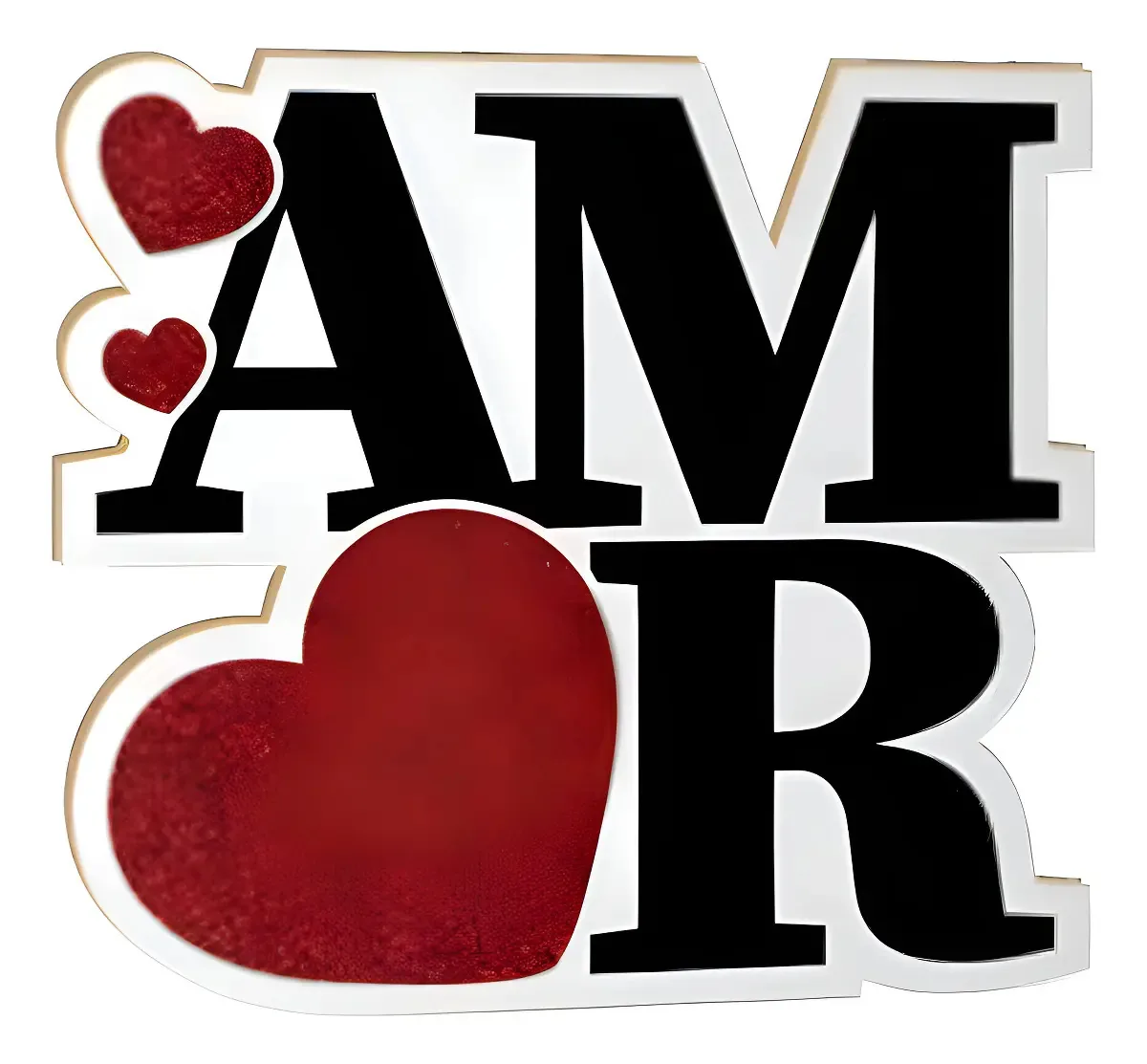 Enfeite De Mesa Placa Amor Glitter Mdf Decoração 20x17,5cm Vermelho