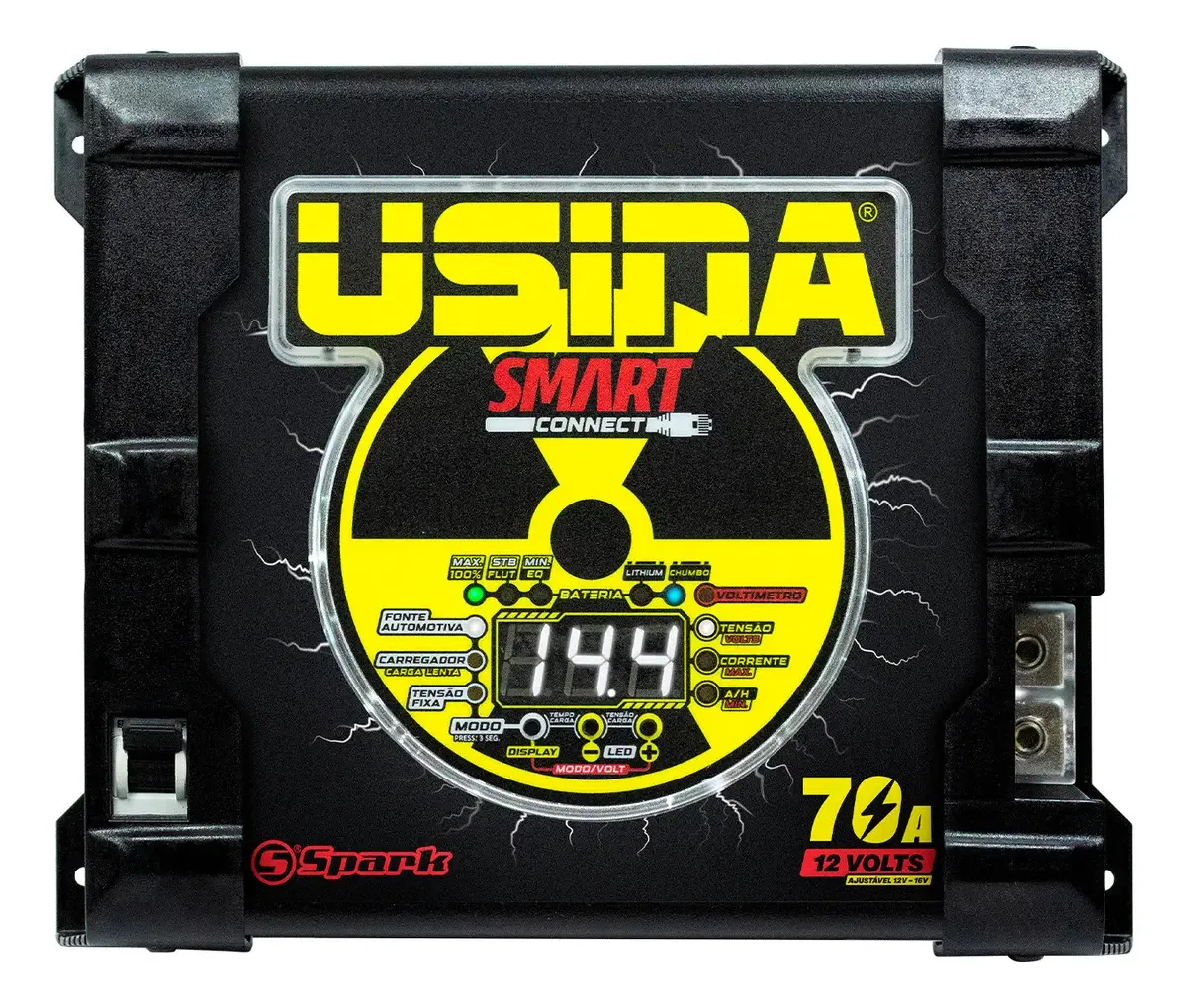 Fonte Usina Smart Connect 70A 12V Bivolt Som Automotivo Preto