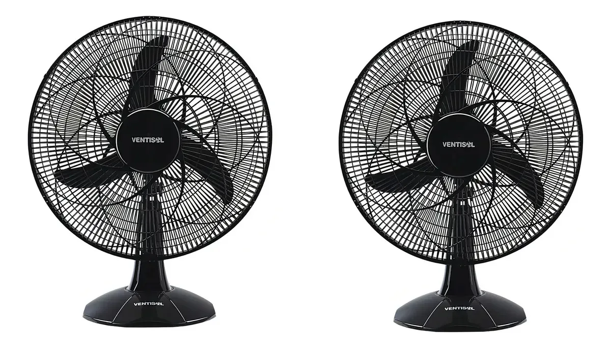 Kit 2 Ventiladores De Mesa Oscilante 50cm Preto 130w