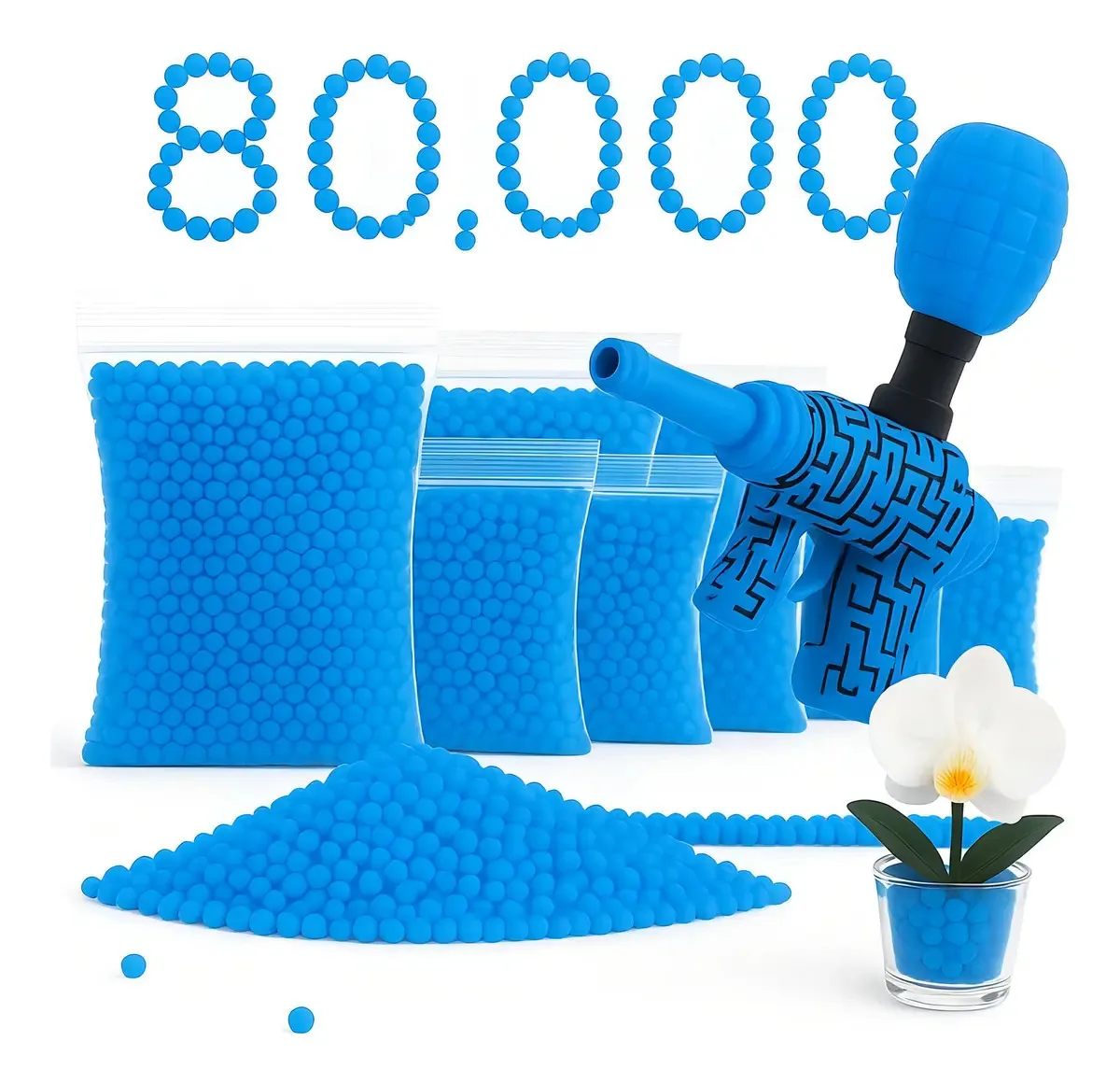 Bolinhas De Gel 80000 Un Decoração Orbeez Gelblaster 7 A 8mm Cor Azul