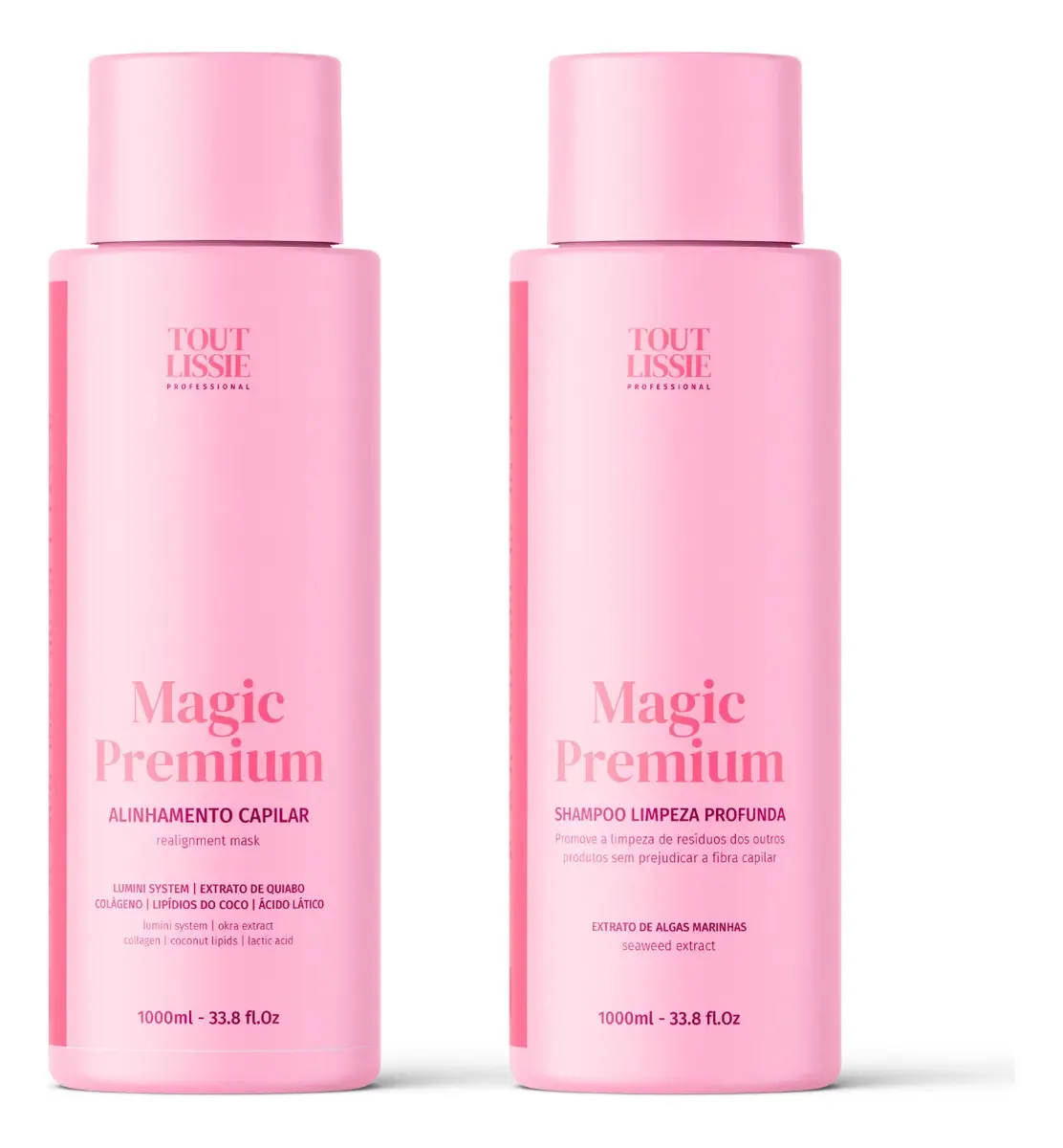 Kit Progressiva 1L + Shampoo 1L Magic Premium Profissional | Alinhamento Capilar + Shampoo Limpeza Profunda