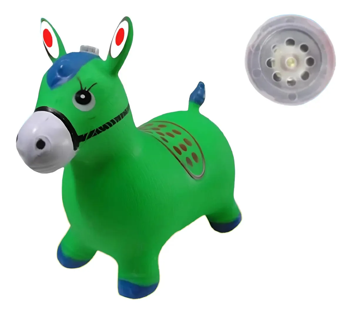 Cavalinho Upa Upa Musical Borracha Resistente Inflável Cor Verde