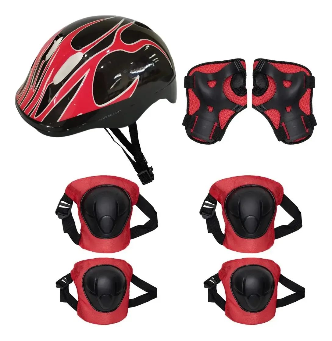 Kit de Proteção Radical para Skate, Patins e Bicicleta DM Toys na Cor Rosa