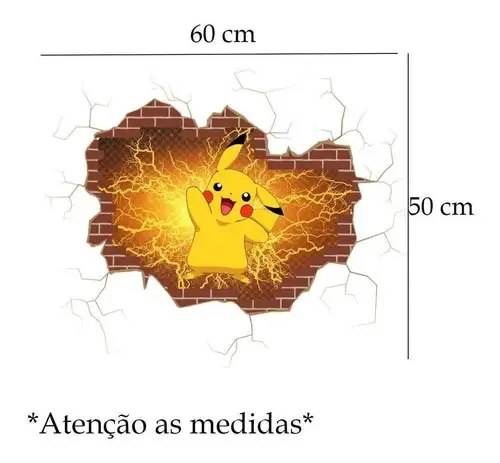 Adesivo De Parede Buraco Falso Pikachu