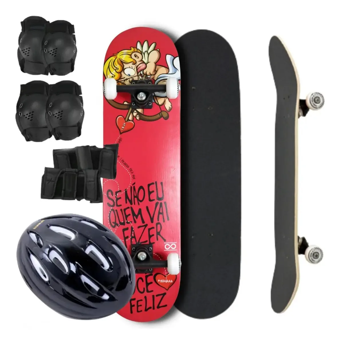 Kit Skate Cbjr Proibida Para Mim Skateboarding Kit Segurança Cor Das Rodas Branco