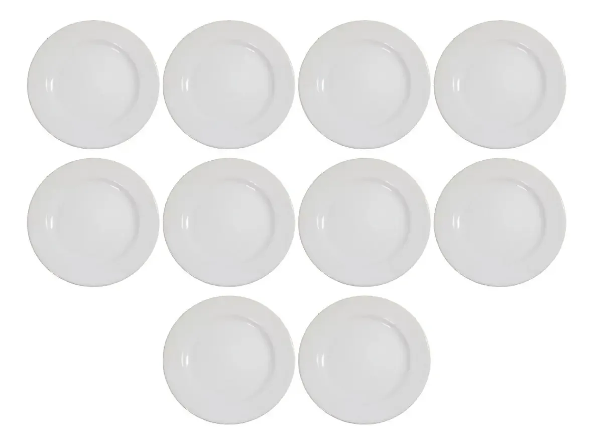 Kit Cerâmica Branco 10 Pratos Sobremesas Ref 3306