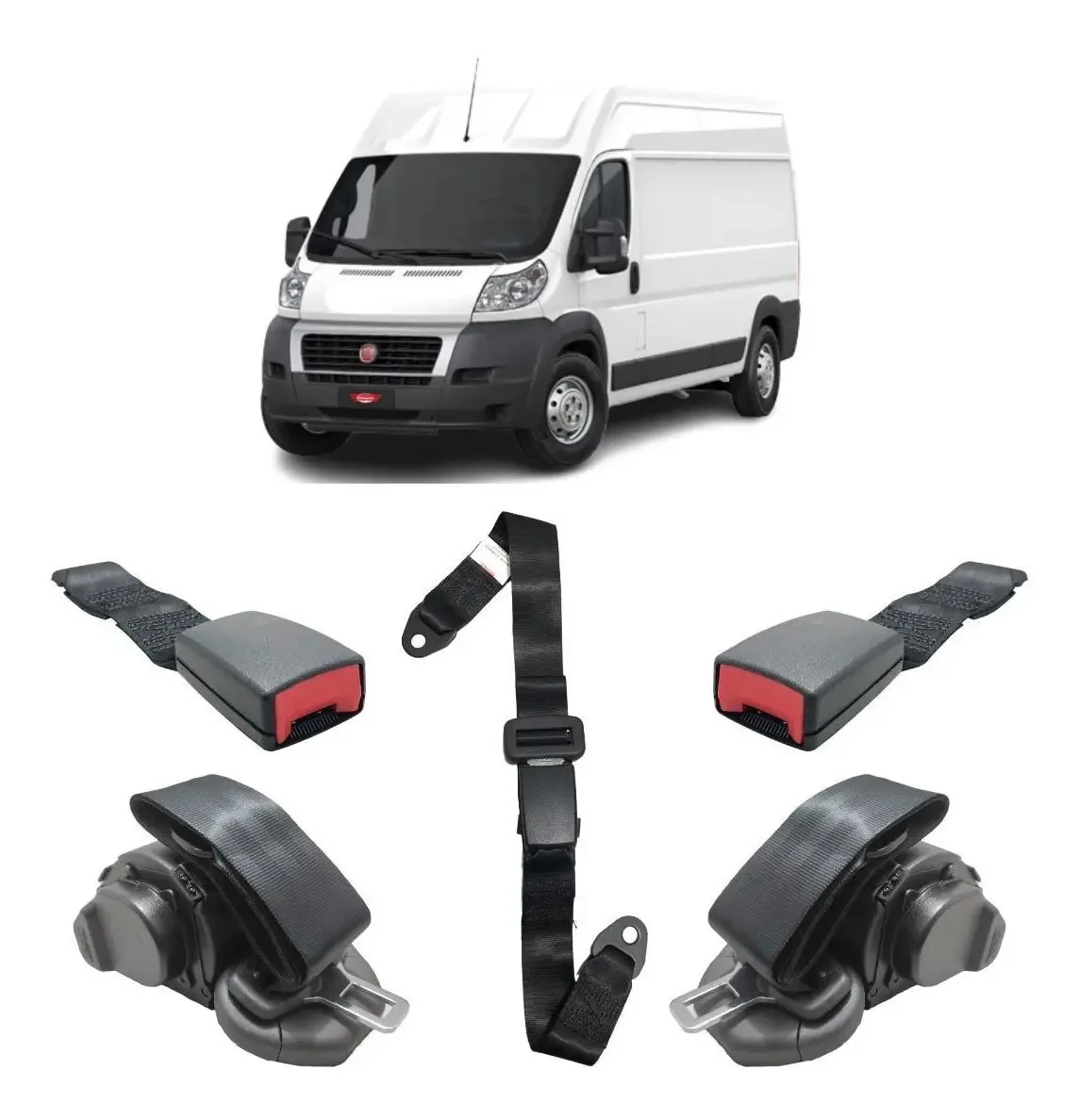 Kit Cinto Segurança Preto Ducato Abdominal Fêmea 3 Ponto