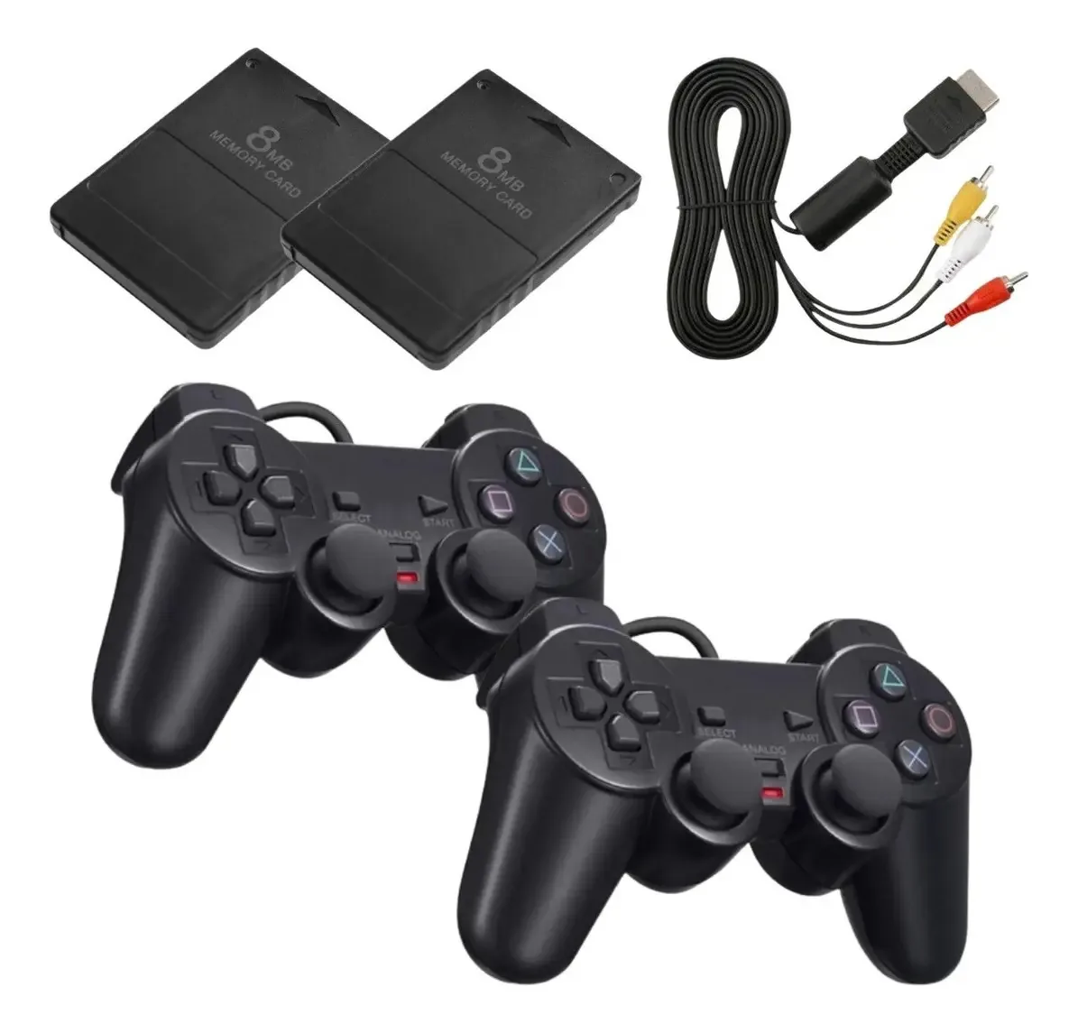 Compativel Ps2 Com 2 Controles + 2 Memory Card +cabo Rca Cor Preto
